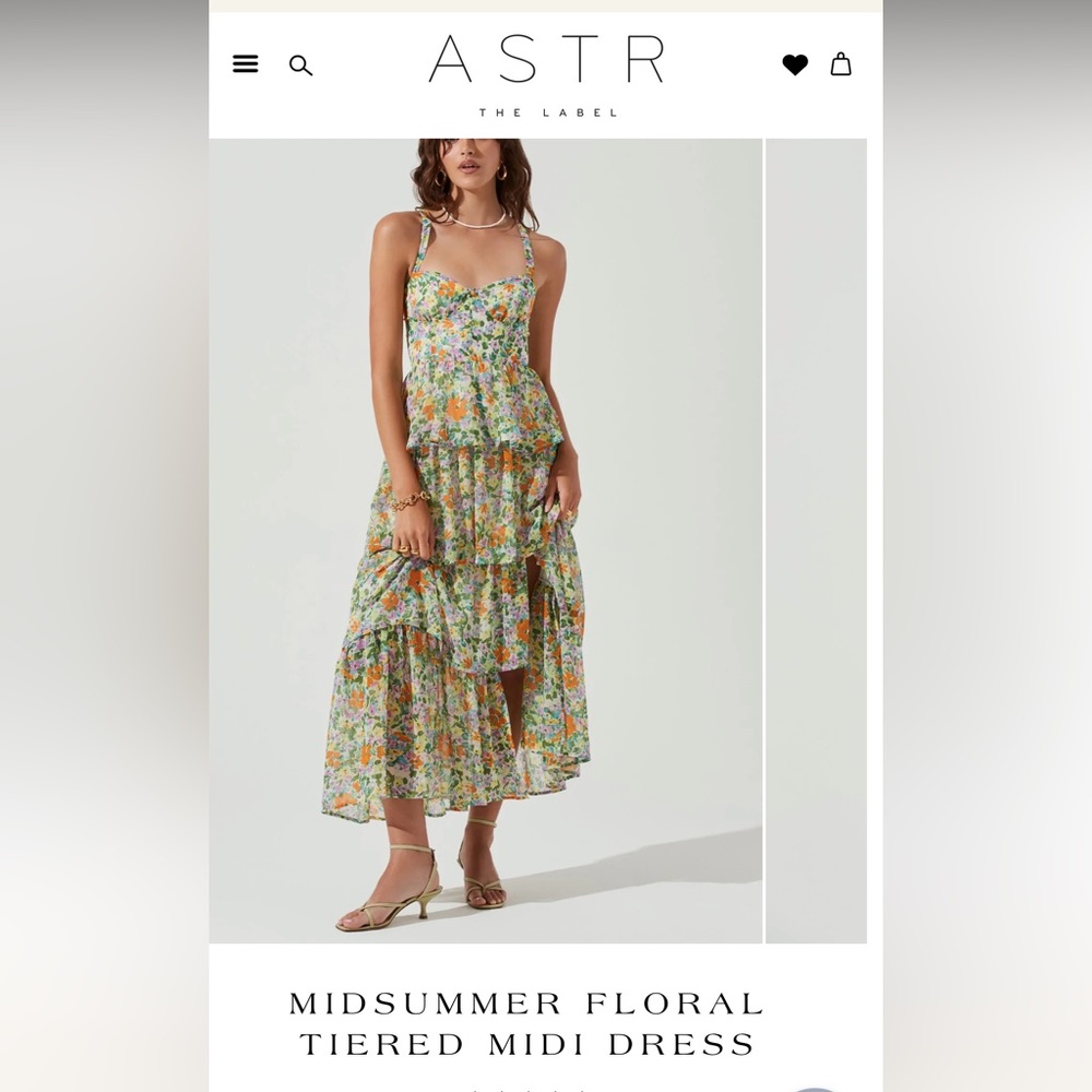 MIDSUMMER FLORAL TIERED MIDI DRESS, Size small, worn once, great condition